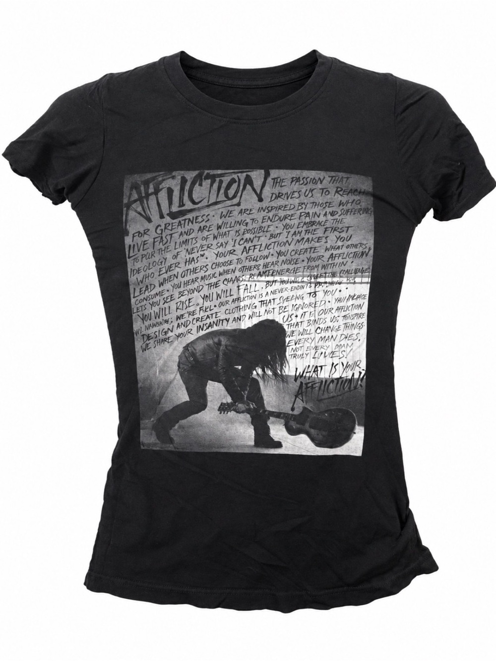 Affliction Black Women's Graphic Band Tee with Monochrome Print